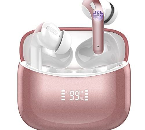 Tiksounds Kopfhörer Kabellos, Bluetooth Kopfhörer in Ear mit Mikrofon, 35 std Spielzeit mit LED Leistungsanzeige, IPX7 Wasserdicht, HiFi Stereo in Ear Kopfhörer Bluetooth für Arbeit Studium