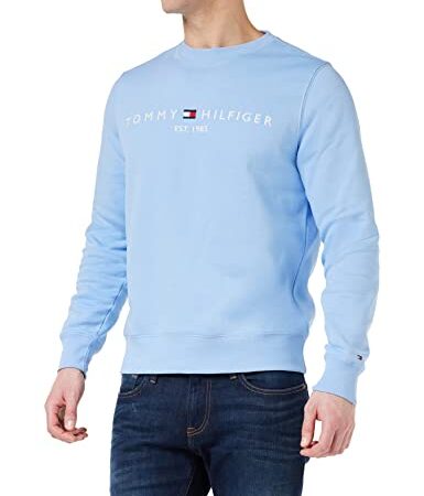 Tommy Hilfiger Herren Sweatshirt Tommy Logo ohne Kapuze, Blau (Vessel Blue), XL