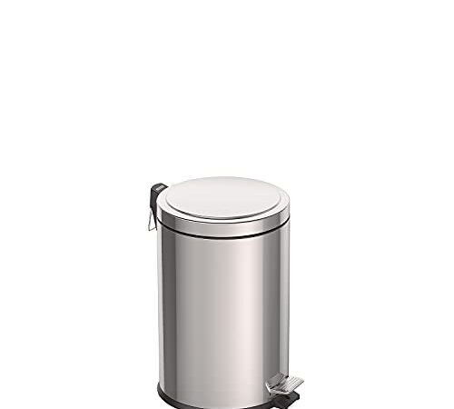 Tramontina Küchen Abfalleimer BRASIL Edelstahl, 20 Liter, großer Mülleimer, mit Pedal und herausnehmbarem Inneneimer, sanft schließend mit Deckel, für Küche, Bad oder Büro, 29,5 x 29,5 x 46 cm