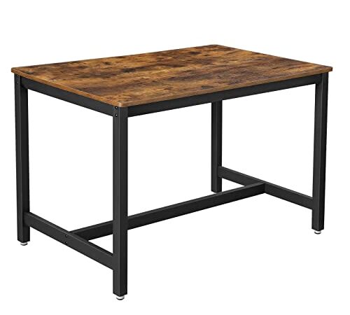 VASAGLE Esstisch für 4 Personen, Esstisch, Küchentisch, 120 x 75 x 75 cm, robuster Metallrahmen, Industrie-Stil, für Wohnzimmer, Esszimmer, rustikales Braun-Schwarz KDT75X