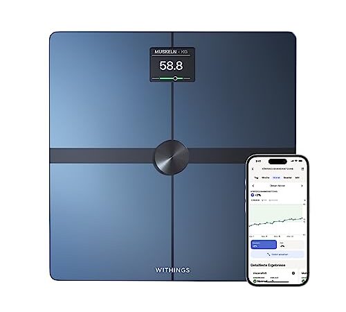 Withings Body Smart - WIFI-Anschlusswaage mit erweiterter Körperzusammensetzung (Gewicht, Fett-/Muskel-/Knochenmasse, Wasser, Körperfettanteil), Personenwaage, bis zu 8 Benutzer, Weiß