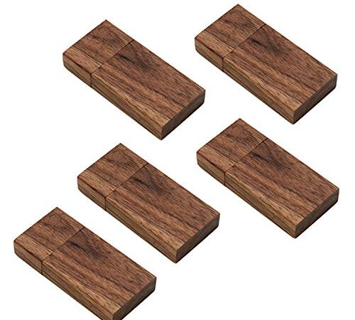 16GB 3.0 USB Stick Holz Pack mit 5 Stück JBOS Hölzern Flash Speicherstick Walnussholz USB3.0 Schnellen Geschwindigkeit USB Flash Drive Wood USB-Flash-Laufwerk, Walnußholz