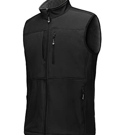 33,000ft Weste Herren Outdoor Wasserdichte Softshell Ärmellose Jacke Bodywarmer Fleece Weste Full Zipp Softshellweste Schwarz XL