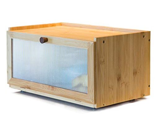 AINILE Bambus Brotkasten Holz Brotkästen - Brotbox zur Brotaufbewahrung Stylischer Bread box 40 x 25 x 20 CM…