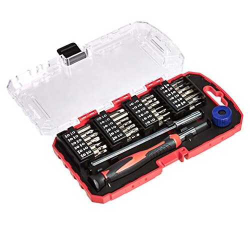Amazon Basics PräzisionsschraubendreherBitSet, 51Stück, 1er-Pack, Weiß