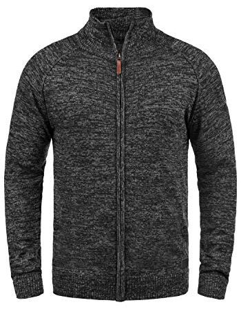 Blend Daniri Herren Strickjacke Cardigan Feinstrick Mit Stehkragen Und Reißverschluss, Größe:L, Farbe:Black (70155)