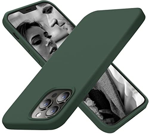 Cordking Entworfen für iPhone 13 Pro Hülle, Silikon, ultradünn, stoßfest, Schutzhülle mit [weichem kratzfestem Mikrofaser-Futter], 15,5 cm, alpingrün