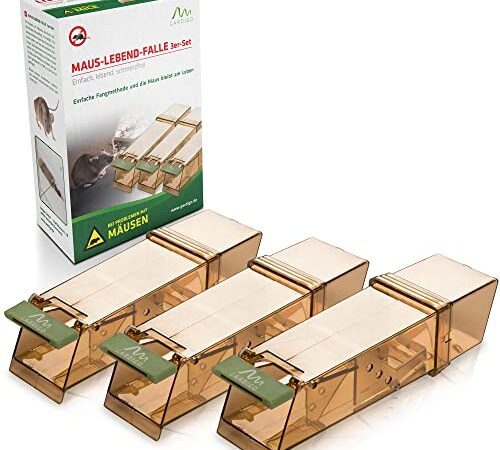 GARDIGO® Mausefalle Lebend 3er Set, Tierfreundliche Lebendfalle, Leicht zu Verwenden, Wiederverwendbare und Hygienische, Mäuseabwehr, Mäuse vertreiben, Mouse Trap