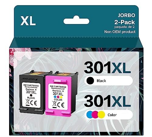 JORBO 301XL Druckerpatronen Ersatz für HP 301 Multipack Wiederaufbereitete Tintenpatronen für HP Deskjet 1000 1050 1510 2050 2510 2540 3050 OfficeJet 2620 2622 Envy 4500 4502 5530 5532 (Schwarz,Farbe)