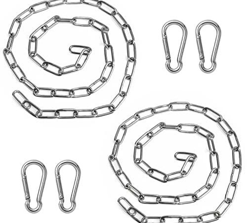 Kette 304 Edelstahl Metall Ketten 2Meter Ø3mm Rundstahlkette mit Karabiner für Schaukeln Hängesessel Sandsäcke Blumentöpfe Vogelkäfig Schatten Segel Zaun Haustier Hundekette Billboard Ornaments DIY