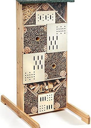 Kobolo Insektenhotel Insektenhaus Villa aus Holz - inkl Füllung - 49x26x107 cm - Groß XXL