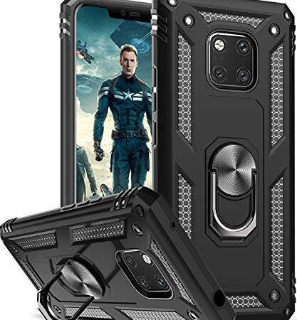 LeYi Hülle für Huawei Mate 20 Pro Handyhülle,360 Grad Militärische Cover TPU Bumper Schutzhülle für Case Huawei Mate 20 Pro Handy Hüllen Schwarz