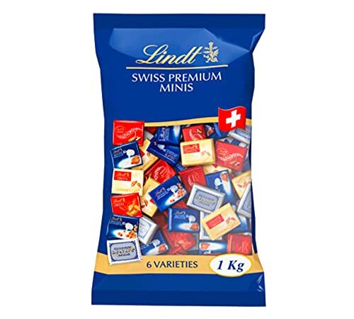 Lindt Schokolade Swiss Napolitains | 1 kg | Vollmilchschokoladen Mini Tafeln in den Sorten Milch, Milch-Nuss, LINDOR Milch, Cresta Milch, Cresta Weiß, Crémant | Großpackung | Schokoladengeschenk