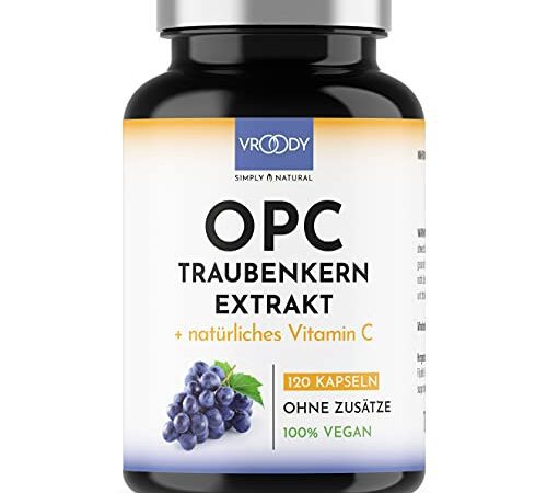 OPC Traubenkernextrakt hochdosiert mit natürlichem Vitamin C - 120 OPC Kapseln (4 Monate) mit Acerola, 100% vegan & natürlich, OPC hochdosiert nur eine Kapsel täglich, 95% Wirkstoffanteil