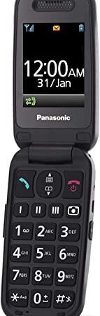 Panasonic KX-TU446EXB Seniorenhandy zum Aufklappen ohne Vertrag (SOS-Notruftaste, Stoßfest, Sprachverstärker, große getrennte Tasten, große Schrift und Nummernanzeige) schwarz