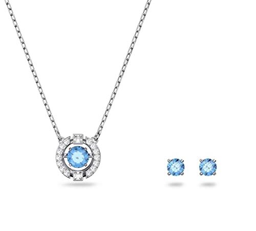 Swarovski Sparkling Dance Set, Rund, Blau, Rhodiniert