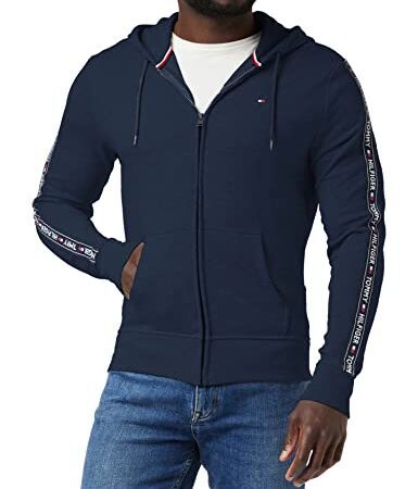 Tommy Hilfiger Herren Hoodie mit Reißverschluss Zipper, Blau (Navy Blazer), XL