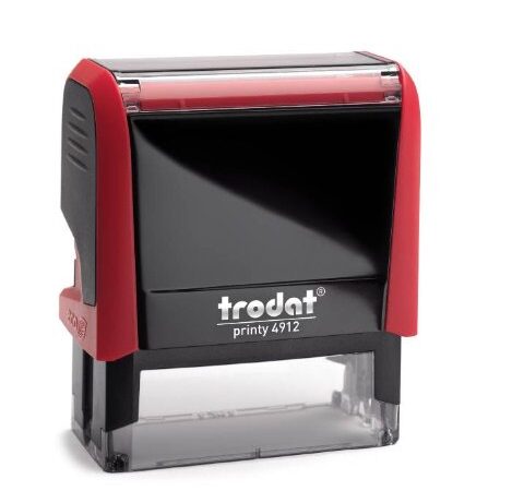 Trodat – Printy 4912 - feuerrot - mit Wunschtext personalisieren, hier gleich online gestalten – selbstfärbender Stempel als Namensstempel, Adressstempel, Firmenstempel, 5 Zeilen, 46X17 mm