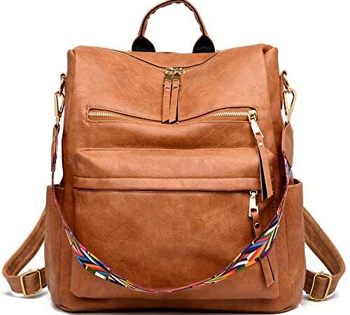 ZOCILOR Damen Mode Rucksack Handtasche Vielseitiges Design Wandlungsfähige Umhängetasche und Schultertasche aus PU-Leder Reisetasche (Braun)